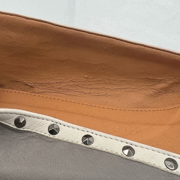 J Crew Gray Cream Trim Studded Embellished Ballet Flats Size 8 1/2 Women's - Picture 14 of 15